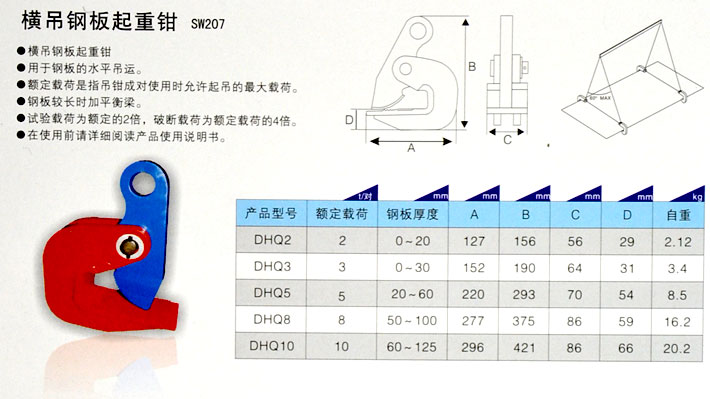 橫吊鋼闆起重鉗