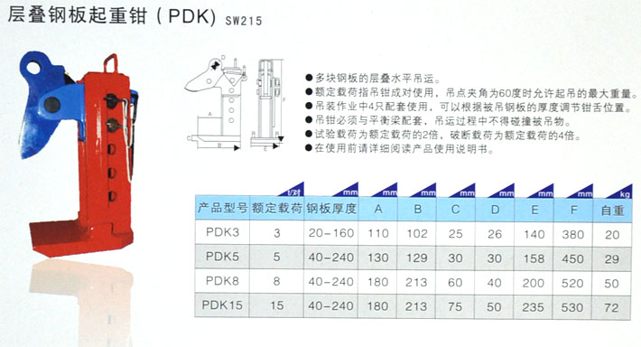 層疊鋼闆起重鉗(PDK)